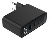 Gembird TA-UC-PDQC100LCD-01-BK oplader til mobil enhed Laptop, Smartphone Sort Vekselstrøm Hurtig opladning Indendørs