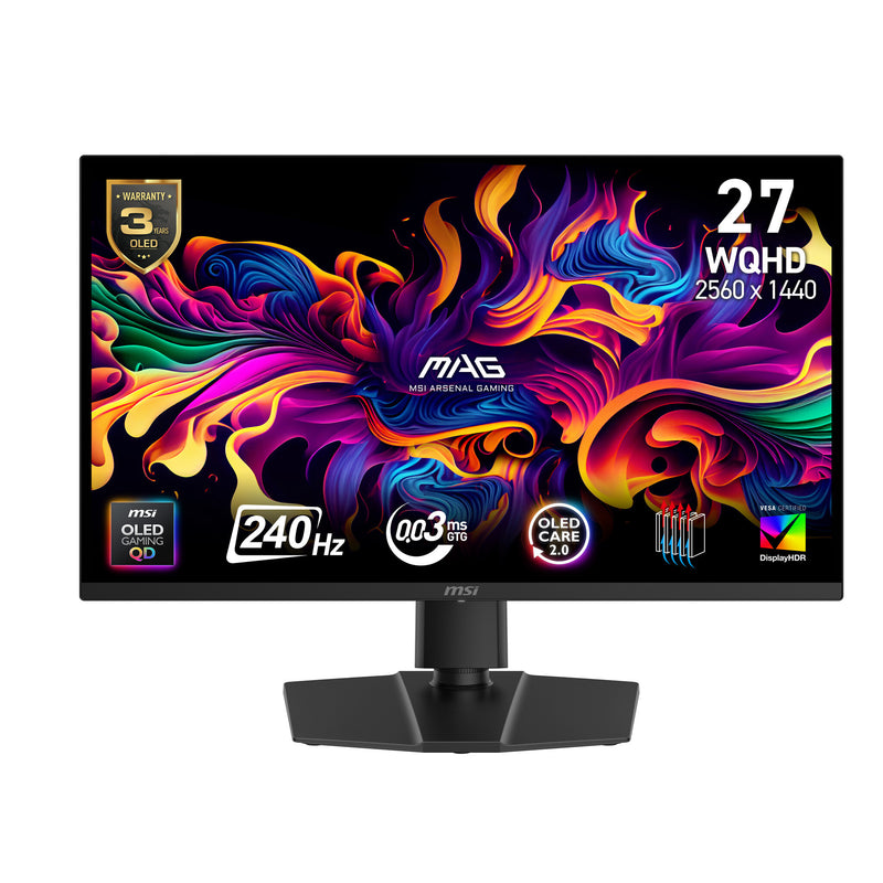 MSI MAG 271QP QD-OLED X24 computerskærm 67,3 cm (26.5") 2560 x 1440 pixel Wide Quad HD Sort