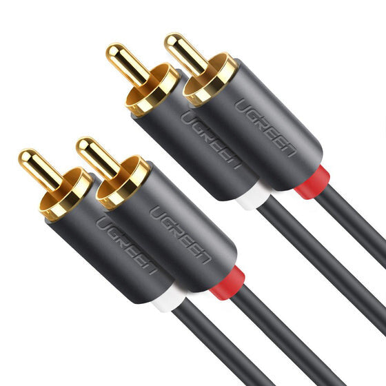 Ugreen 10518 lydkabel 2 m 2 x RCA Sort, Guld, Rød, Hvid