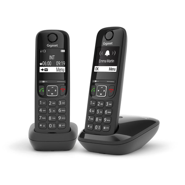 Gigaset AS690 Duo Analog/DECT-telefon Nummervisning Sort