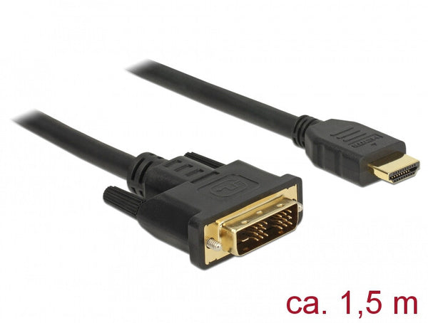 DeLOCK 85583 videokabel adapter 1,5 m DVI-D HDMI Type A (Standard) Sort