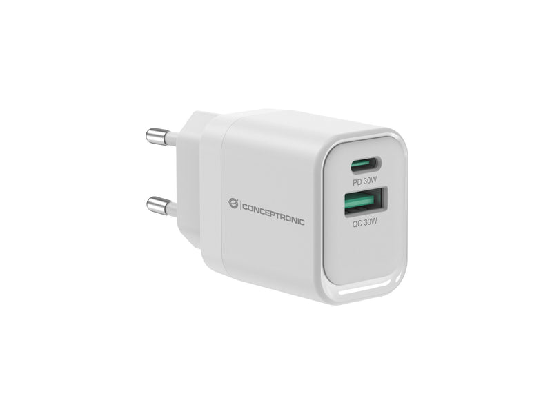 Conceptronic ALTHEA19W33 oplader til mobil enhed Universel Hvid Vekselstrøm Hurtig opladning Indendørs