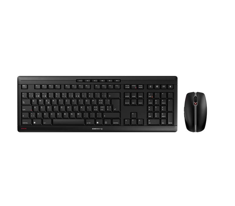 CHERRY Stream Desktop tastatur Mus inkluderet Kontor RF trådløst QWERTZ Schweizisk Sort