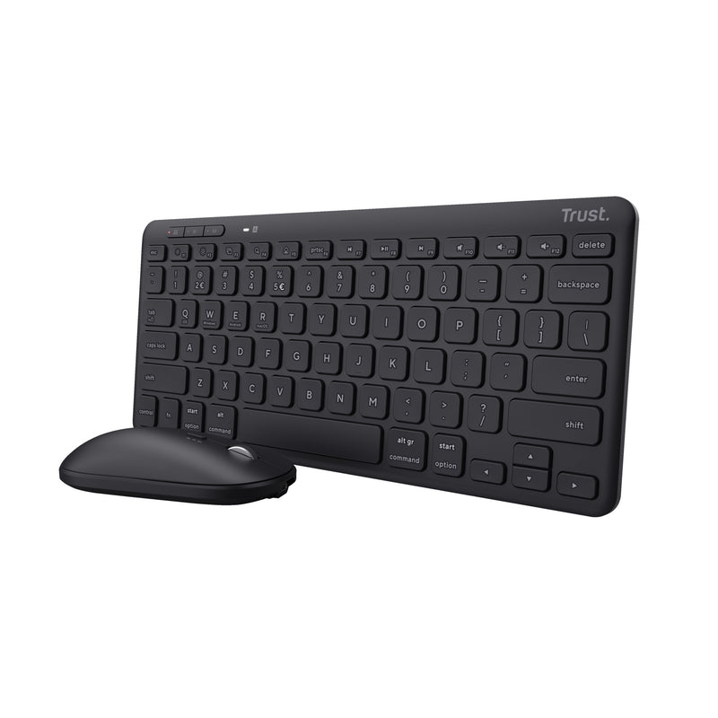 Trust Lyra tastatur Mus inkluderet Kontor RF trådløs + Bluetooth QWERTZ Tysk Sort