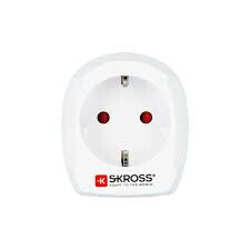 Skross 1.500230-E strømstik adapter Type D (UK) Type C (eurostik) Hvid