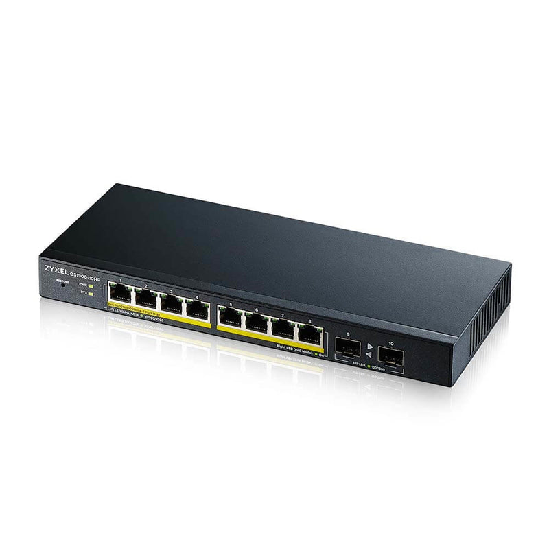 Zyxel GS1900-10HP Administreret L2 Gigabit Ethernet (10/100/1000) Strøm over Ethernet (PoE) Sort
