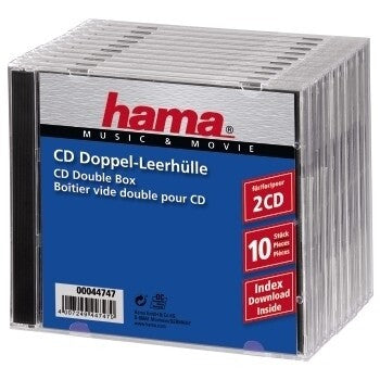 Hama CD Double Jewel Case Standard, Pack 10 2 diske Transparent