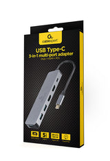 Gembird A-CM-COMBO3-03 interface hub USB 3.2 Gen 1 (3.1 Gen 1) Type-C 5000 Mbit/s Grå