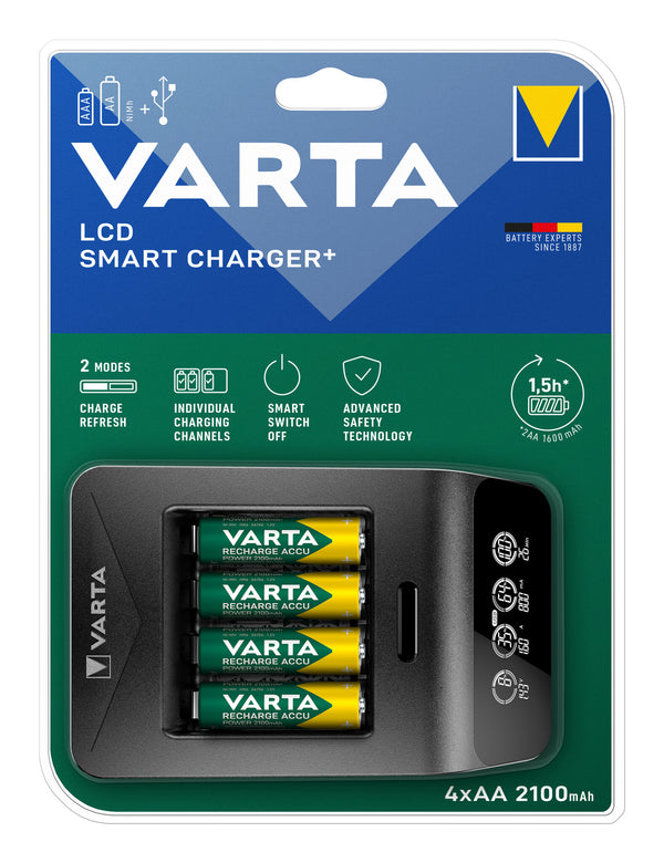 Varta LCD SMART CHARGER+ batterioplader Husholdningsbatteri Vekselstrøm