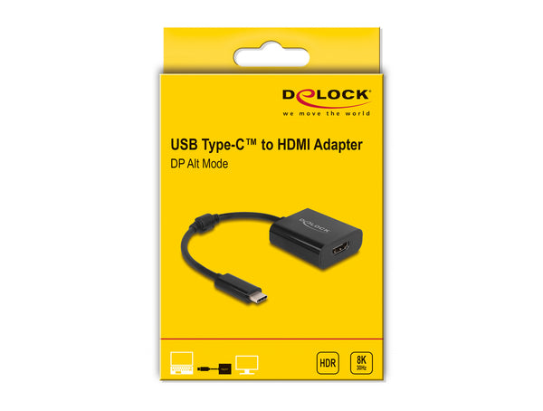 DeLOCK 64175 videokabel adapter 0,15 m USB Type-C HDMI Sort