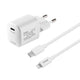 Deltaco USB-C PD vægoplader med 1 m aftageligt USB-C til lightning kabel, hvid