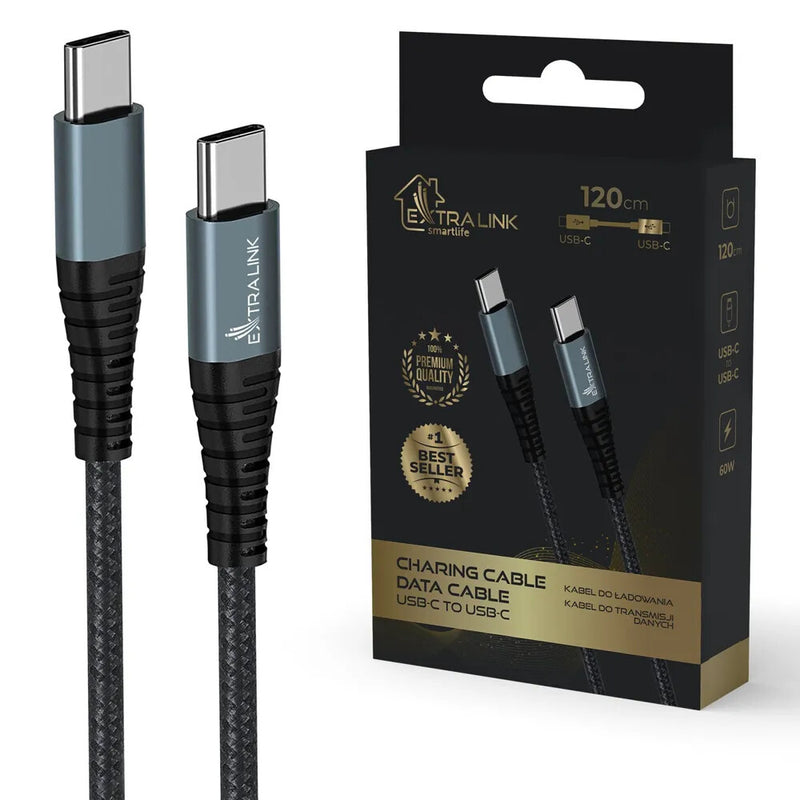 Extralink CABESL07 USB-kabel USB 2.0 1,2 m USB C 40 Gbit/sek. 15 W Sort