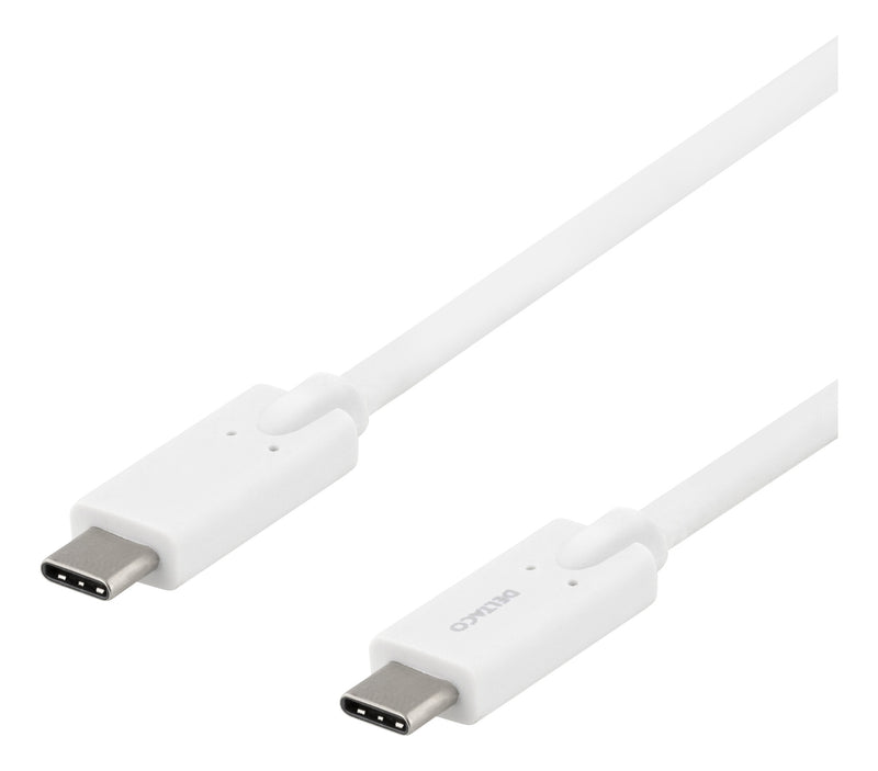 Deltaco USB-C til USB-C kabel, 5 Gbit/s, 5A, 2 m, hvid