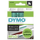 DYMO Ægte D1-etiketter | Sort tekst på grøn tape | 19 mm x 7 m | Selvklæbende etiketter til LabelManager-mærkningsmaskiner | Fremstillet i Europa
