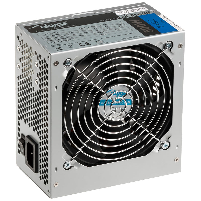 Akyga AK-B1-500E enhed til strømforsyning 500 W 20+4 pin ATX ATX Grå