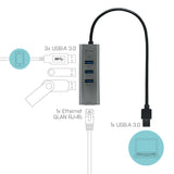 i-tec Metal U3METALG3HUB interface hub USB 3.2 Gen 1 (3.1 Gen 1) Type-A 5000 Mbit/s Grå