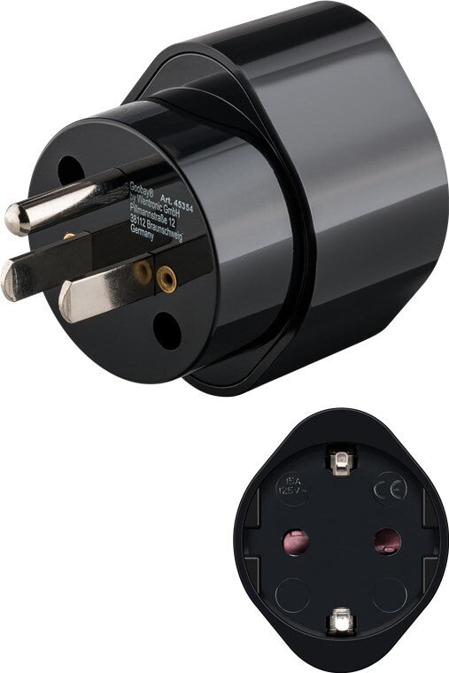 Goobay 45354 strømstik adapter Type B Type F Sort