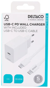 Deltaco USBC-AC146 oplader til mobil enhed Universel Hvid DC Hurtig opladning Indendørs