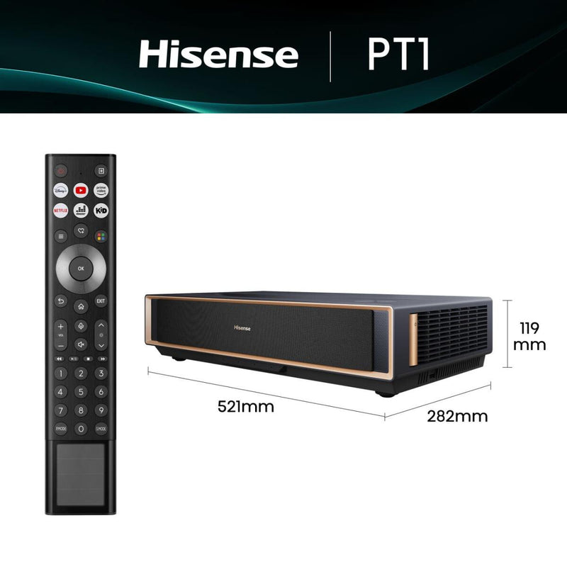 Hisense PT1 Ultrakort projektor med kort projiceringsafstand UHD 4K (3840x2160) 3D Sort