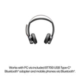 HP Poly Voyager Focus 2 Microsoft Teams Certified USB-C-C Headset +USB-C/A Adapter +Charging Stand