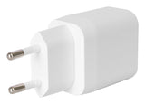 Deltaco USB-vægoplader, 2x USB-A, 12 W per port, maks. samlet output 12 W, hvid
