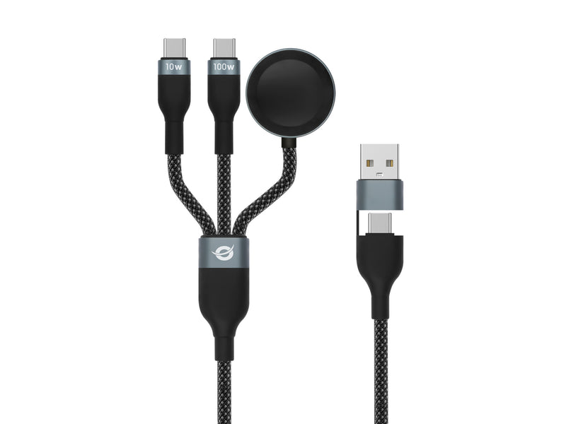 Conceptronic ETTA08B15 USB-kabel USB 2.0 1,5 m USB A 2 x USB C 0,48 Gbit/sek. 100 W Sort