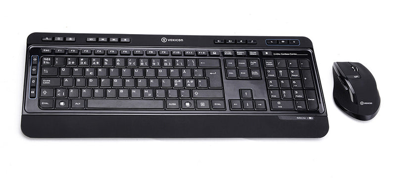 Voxicon 290Wl tastatur Mus inkluderet RF trådløst QWERTY Nordisk Sort