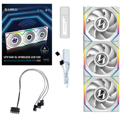 Lian Li UNI FAN SL Wireless LCD 120 Computerkabinet Ventilator 12 cm Hvid 3 stk