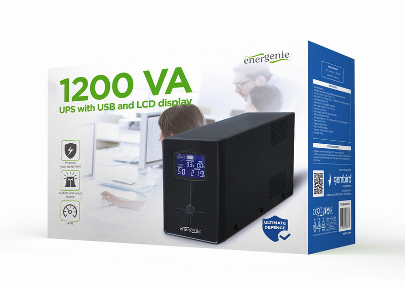Gembird EG-UPS-033 UPS-enhed Interaktivt indgangsstik 1,2 kVA 720 W 3 AC stikkontakt(er)