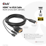 CLUB3D CAC-1712 videokabel adapter 2 m VGA (D-Sub) + 3.5mm HDMI + Micro-USB Sort