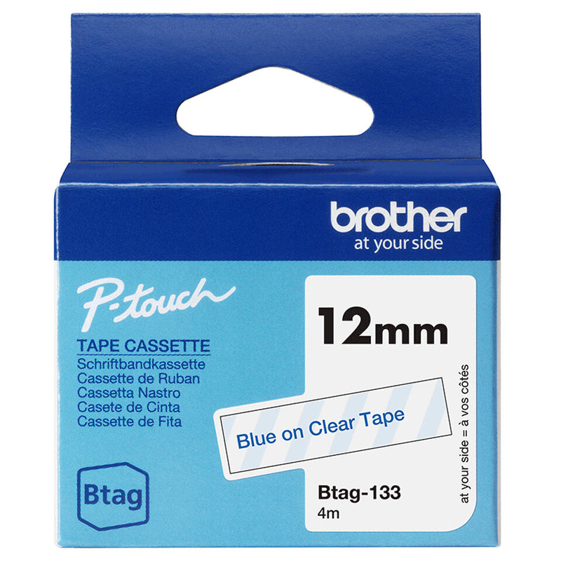 Brother BTAG-133 etiketbånd Blå på transparent