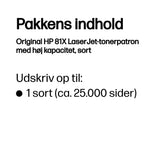 HP Original 81X LaserJet-tonerpatron med høj kapacitet, sort