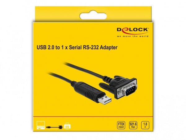DeLOCK 66282 serielkabel Sort 1,8 m RS-232 USB Type-A