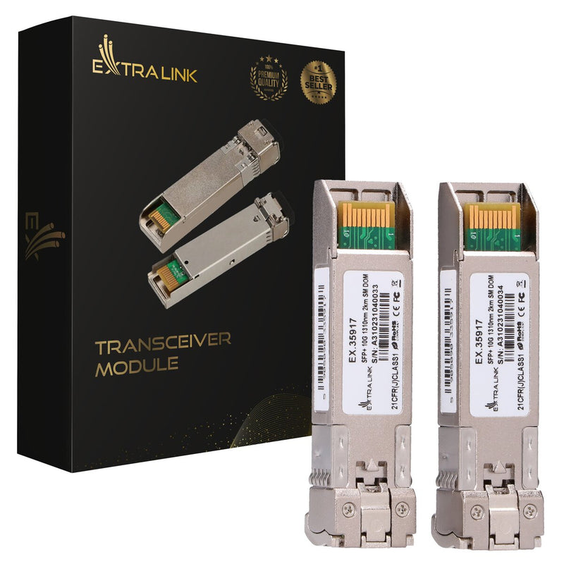Extralink SFP+ 10G 2-pack | Moduł SFP+ | 10Gbps, LC/UPC, 1310nm, 2km, single mode, DOM (EX.35917) modul til netværksmodtager