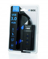 iBox IUH3FB interface hub 5000 Mbit/s Sort