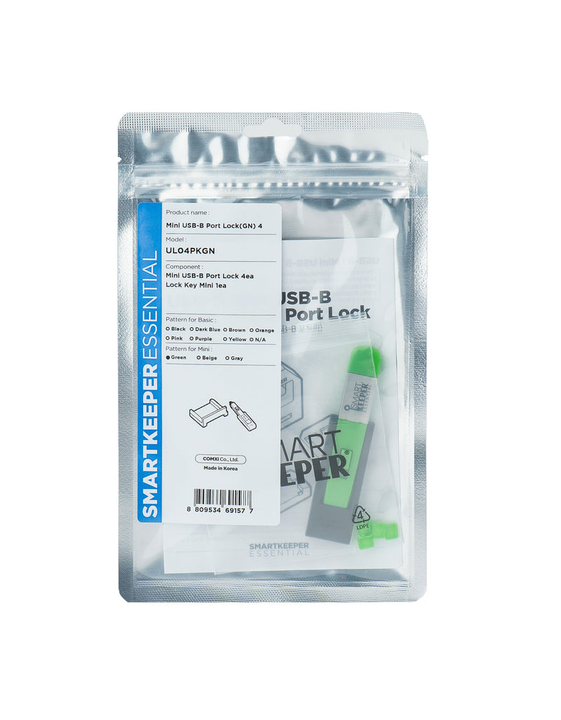 Smartkeeper UL04PKGN portblokering Portblokering + nøgle Mini-USB Type-B Grøn Plast 1 stk