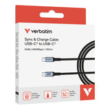 Verbatim 31845 USB-kabel USB 2.0 1,2 m USB C 0,48 Gbit/sek. 100 W Sort