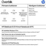 HP EliteBook 6 G1i Intel Core Ultra 7 255U Laptop 35,6 cm (14") WUXGA 16 GB DDR5-SDRAM 512 GB SSD Wi-Fi 7 (802.11be) Windows 11 Pro AI PC Sølv