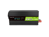 Green Cell Przetwornica napicia PowerInverter LCD 12 V 500W/1000W Przetwornica samochodowa z wywietlaczem - czysty sinus strømadapter og vekselret Automatisk Sort