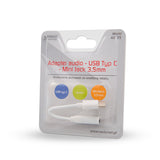 Savio AK-35 kabel til mobiltelefon Hvid 0,12 m USB C 3.5mm