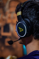 Lexip Metaltech Headset Kabel & trådløs Spil Sort, Guld
