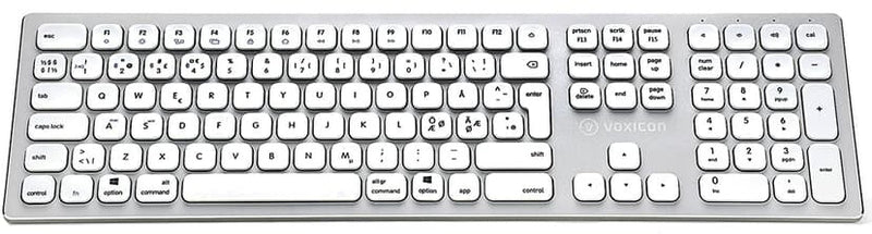 Voxicon DK-295BWL-WHT tastatur Universel RF trådløst QWERTY Nordisk Hvid, Sølv