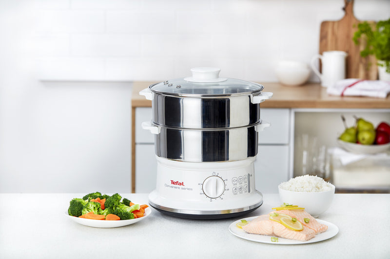 Tefal VC1451 dampkoger 2 kurv(e) Bordplade Rustfrit stål, Hvid