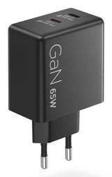 Lenovo Dual USB-C 65W GaN Charger Universel Sort Vekselstrøm Indendørs