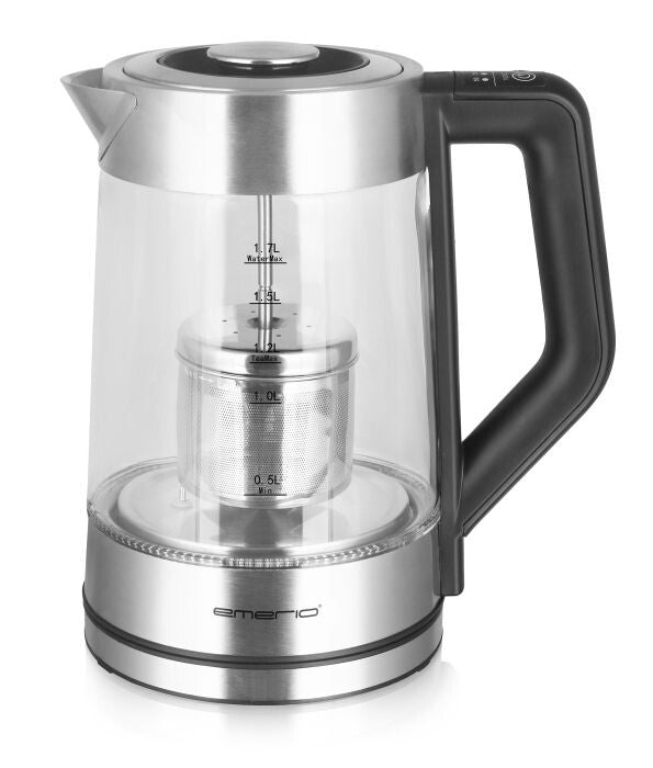 Emerio WK-122730 elkedel 1,7 L 2200 W Sort, Sølv, Transparent