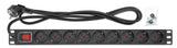 Intellinet 715133 strømforsyningsenhed (PDU) 9 AC stikkontakt(er) 1U Sort