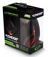 Esperanza EGH300R hovedtelefoner/headset Ledningsført Spil Sort, Rød