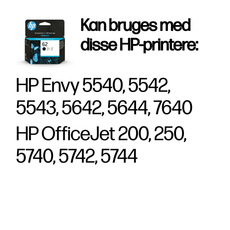 HP Original 62-blækpatron, sort