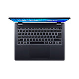 Acer TravelMate TMP414RN-55-TCO-58UA Intel Core Ultra 5 225U Hybrid (2-i-1) 35,6 cm (14") Berøringsskærm WUXGA 16 GB DDR5-SDRAM 512 GB SSD Wi-Fi 7 (802.11be) Windows 11 Pro Tysk Blå