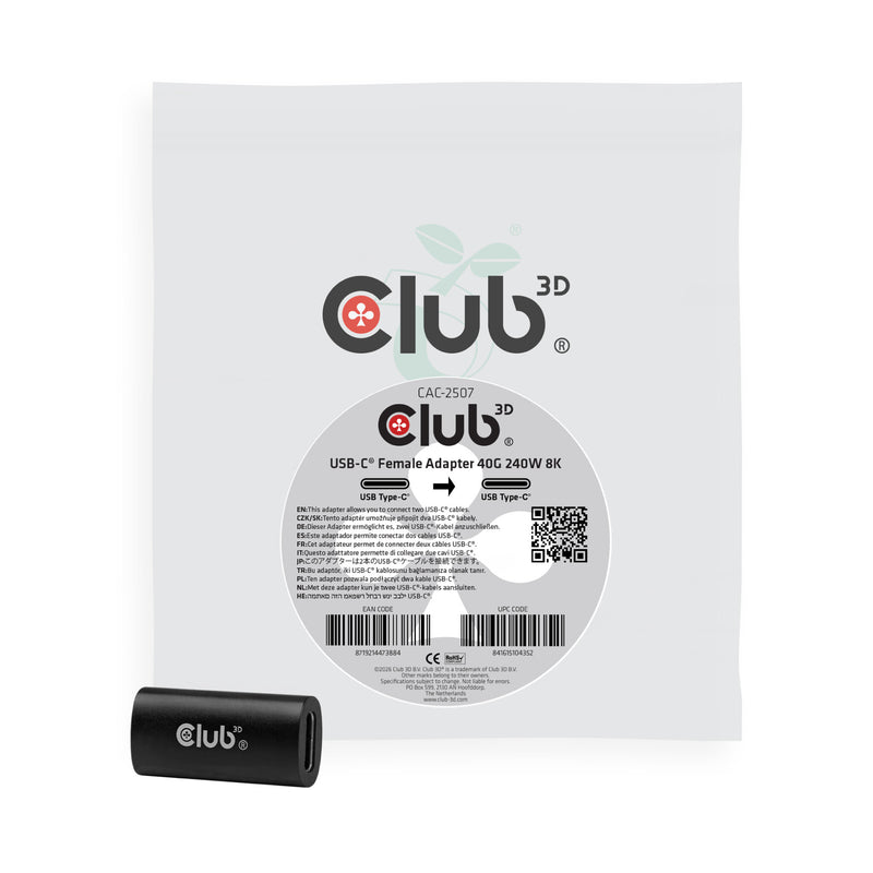 CLUB3D CAC-2507 USB-kabel USB4 Gen 3x2 USB C 40 Gbit/sek. 240 W Sort